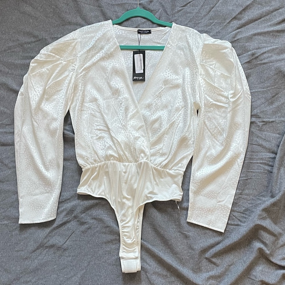 Nasty girl satin plunge bodysuit